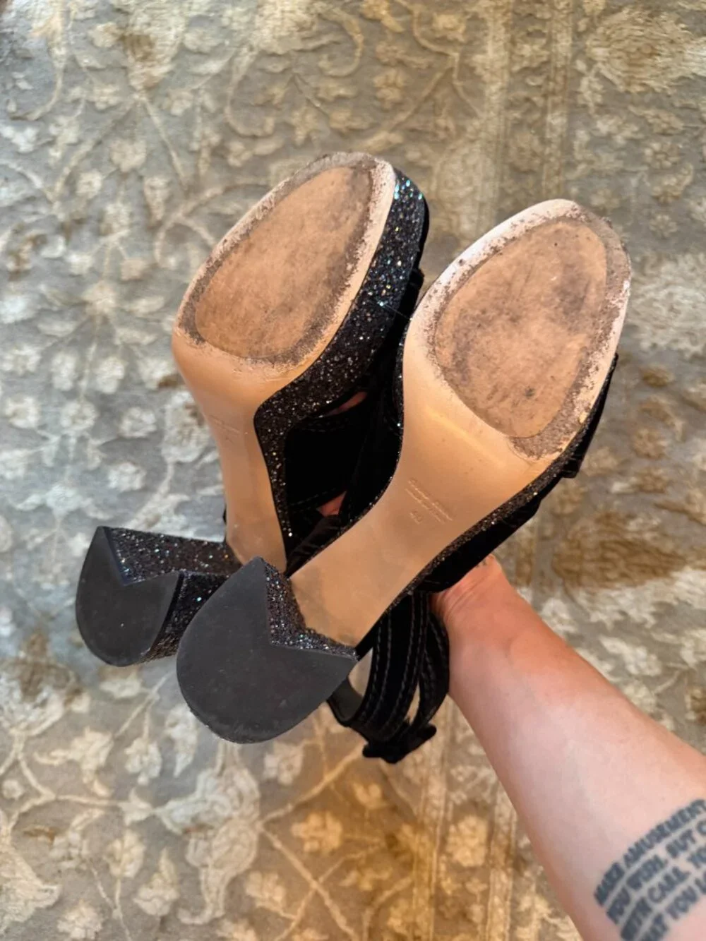 Miu Miu sparkly platform sandals